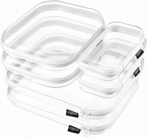 YQBRAO Clear Hard Shell Zipper Cases, Diaper Bag Organizer, 2L 2M 2S, White