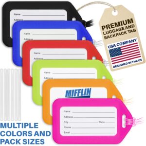 Luggage Tags for Suitcases - Assorted, 6 PK - TSA Approved Travel Tags